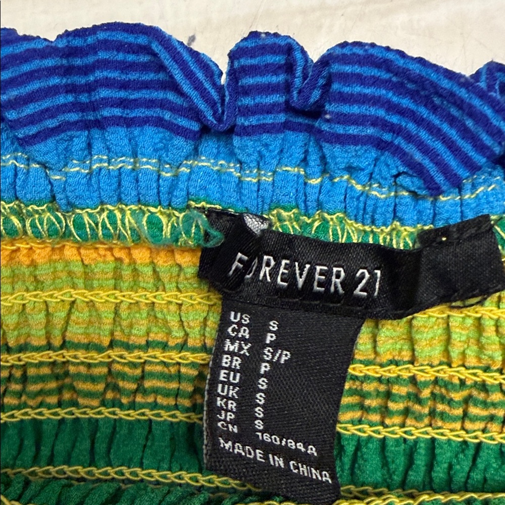 Rainbow Smocked Ruffle Edge Tube Top - Picture 4 of 4